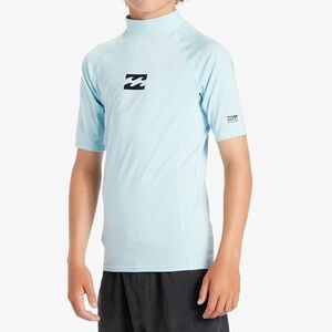 Youth Boys Billabong LightBlue All Day Wave Short Sleeve Rashguard SizeM/12 A100